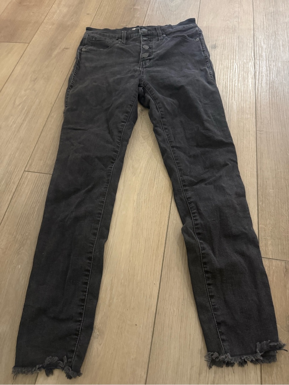 Madewell 10” High-Rise Skinny Jeans | Washed Black | Raw Hem | 28
